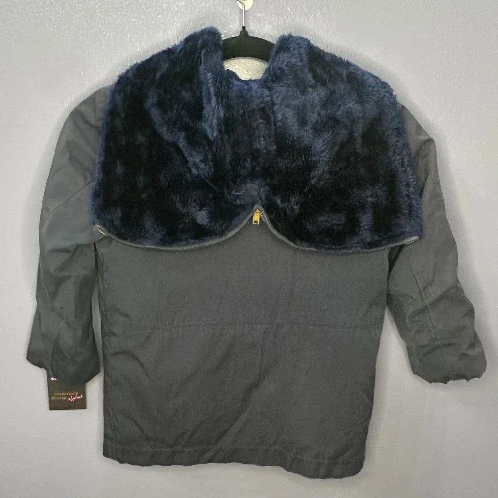 1970s Mighty-Mac Kids Winter Jacket Navy Pile Lined Talon Zip USA Vintage Rare 7